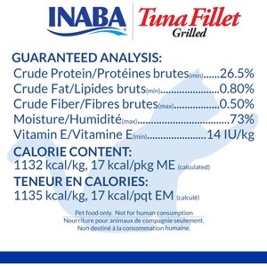 Inaba Extra Tender Grilled Tuna Fillet in Tuna Broth Grain-Free Cat Treats, .52oz pouch, 6ct