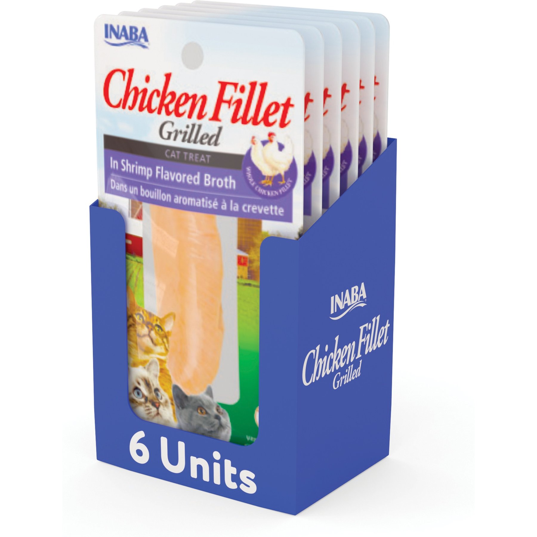 Inaba Grain-Free Grilled Chicken Fillet in Shrimp Flavored Broth Cat Treat, 0.9-oz pouch, pack of 6
