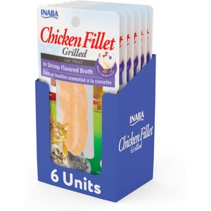 Inaba Grain-Free Grilled Chicken Fillet in Shrimp Flavored Broth Cat Treat, 0.9-oz pouch, pack of 6