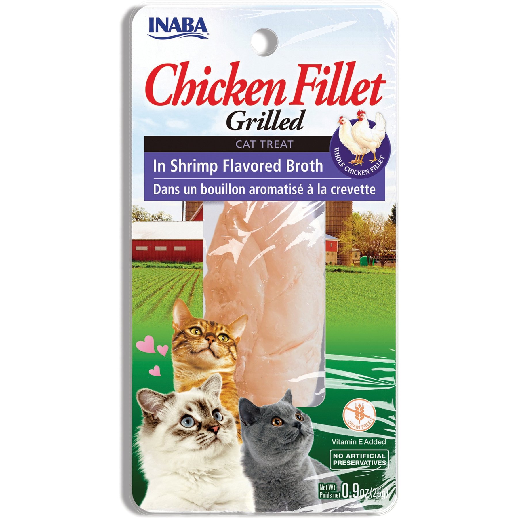 Inaba Grain-Free Grilled Chicken Fillet in Shrimp Flavored Broth Cat Treat, 0.9-oz pouch