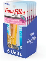 Inaba Grain-Free Grilled Tuna Fillet in Crab Flavored Broth Cat Treat, 0.52-oz pouch, pack of 6