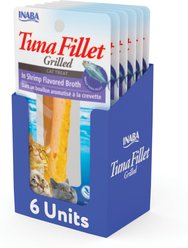 Inaba Grain-Free Grilled Tuna Fillet in Shrimp Flavored Broth Cat Treat, 0.52-oz pouch, pack of 6