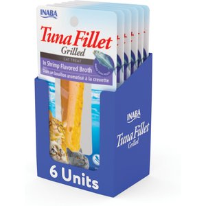 Inaba Grain-Free Grilled Tuna Fillet in Shrimp Flavored Broth Cat Treat, 0.52-oz pouch, pack of 6