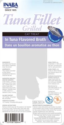 Show full view: Inaba Grain-Free Grilled Tuna Fillet in Tuna Flavored Broth Cat Treat, 0.52-oz pouch, 6 count slide 3 of 10