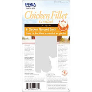 Inaba Grilled Chicken Fillet in Chicken Flavored Broth Grain-Free Cat Treat, .9oz pouch, 6ct