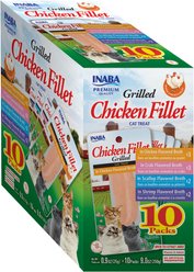Inaba Grilled Chicken Fillet Variety Box Soft & Chewy Cat Treats, 10 count