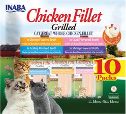 Inaba Grilled Chicken Fillet Variety Pack Grain-Free Cat Treats, 10 Count