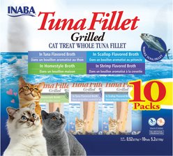 Inaba Grilled Tuna Fillet Variety Pack Grain-Free Cat Treats, 10 count