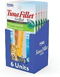 Inaba Tender Grilled Tuna Fillet in Homestyle broth, soft & chewy cat treats, .52-oz pouch, 6ct