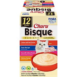 Inaba Churu Bisque Tuna & Chicken Variety Cat Lickable Treat, 1.4-oz pouch, 12 count