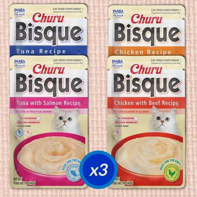 Show full view: Inaba Churu Bisque Tuna & Chicken Variety Cat Lickable Treat, 1.4-oz pouch, 12 count slide 4 of 10