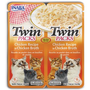 Inaba Twin Packs Chicken Recipe in Chicken Broth Grain-Free Cat Food Topper, 1.4-oz pouch, 2 count