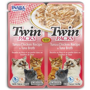 Inaba Twin Packs Tuna & Chicken Recipe in Tuna Broth Grain-Free Cat Food Topper, 1.4-oz pouch, 2 count