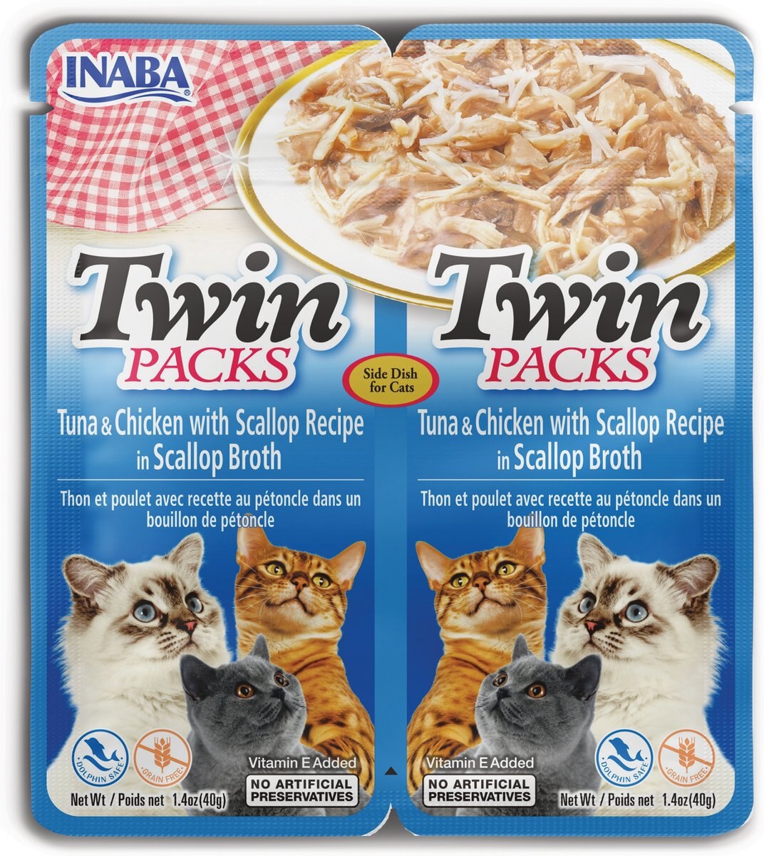 Inaba Twin Packs Tuna & Chicken with Scallop Recipe in Scallop Broth Grain-Free Cat Food Topper