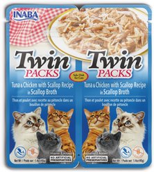 Inaba Twin Packs Tuna & Chicken with Scallop Recipe in Scallop Broth Grain-Free Cat Food Topper, 1.4-oz pouch, 2 count