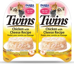 Inaba Twins Chicken with Cheese Recipe Grain-Free Cat Food Topper, 1.23-oz pouch, 2 count