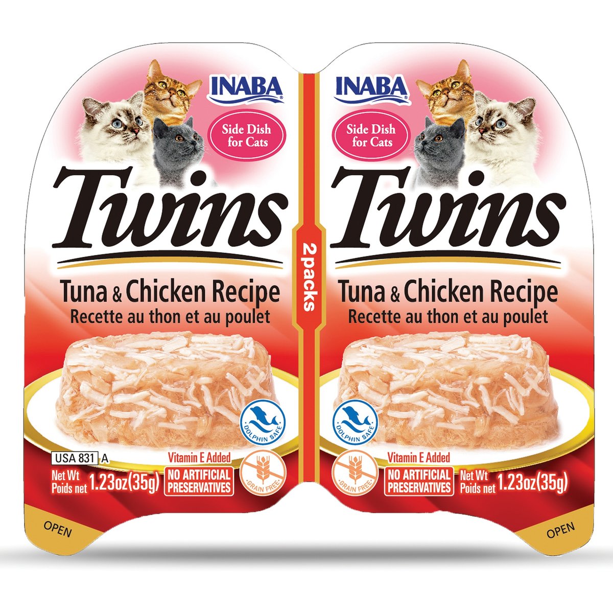 Inaba Twins Tuna & Chicken Recipe Grain-Free Cat Food Topper, 2.46-oz twin pack, 1 count