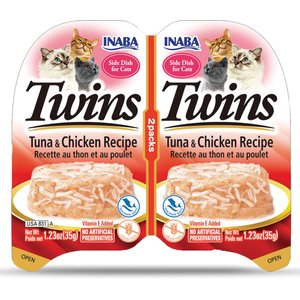 Inaba Twins Tuna & Chicken Recipe Grain-Free Cat Food Topper, 1.23-oz pouch, 2 count