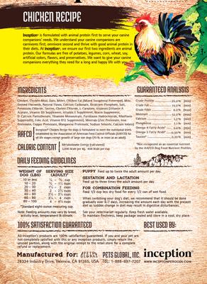 Show full view: Inception Chicken Recipe Dry Food, 27-lb bag + Soft & Chewy Dog Treats, 4-oz bag slide 3 of 6