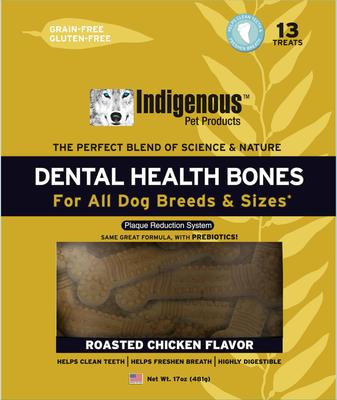 Show full view: Indigenous Pet Products Roasted Chicken Grain-Free Dental Dog Treats, 13 count slide 1 of 6
