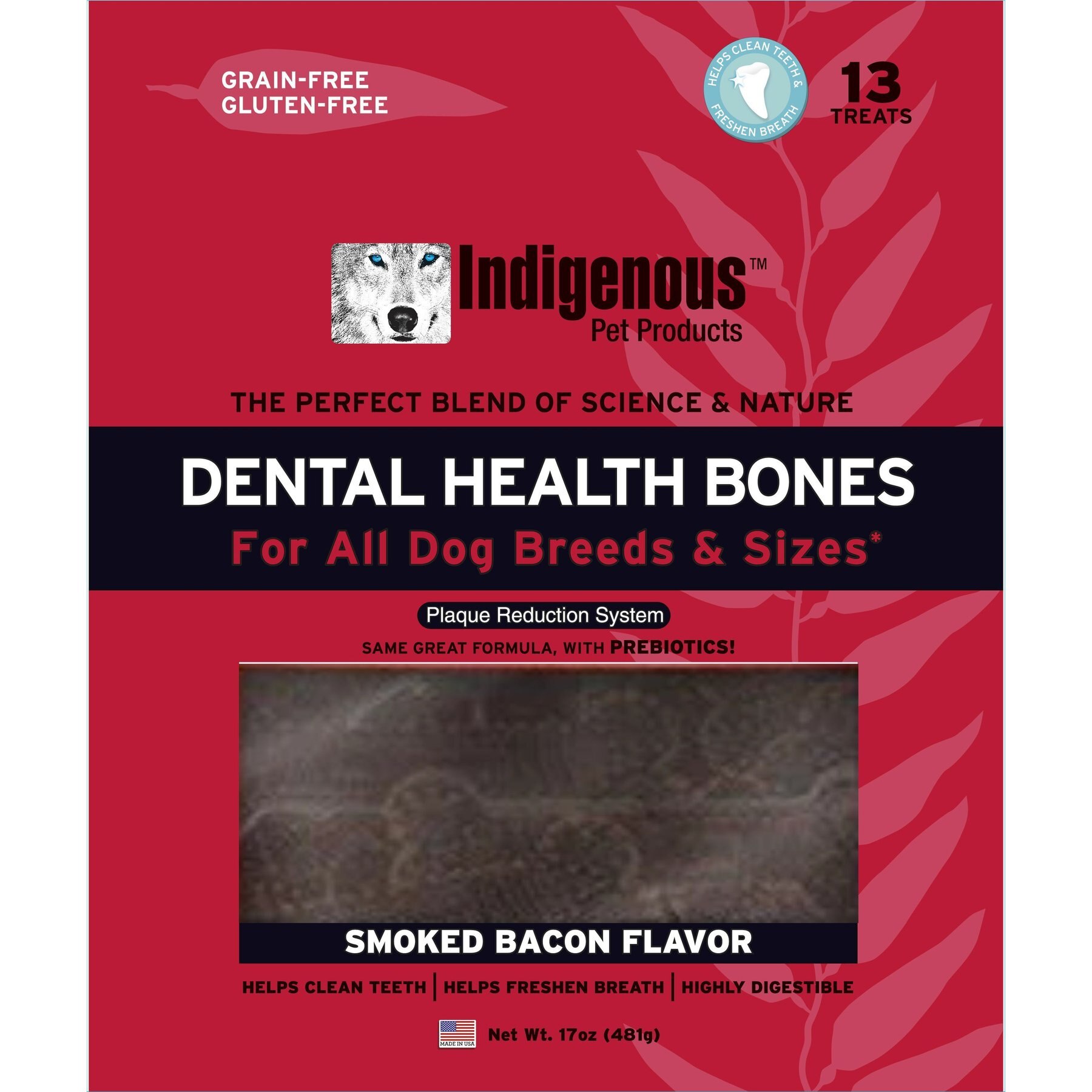 Indigenous Pet Products Smoked Bacon Grain-Free Dental Dog Treats, 13 count