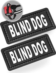 Industrial Puppy "Blind Dog" Velcro Patches for Dog Harness, Black/White, 2 count, Large