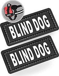 Industrial Puppy "Blind Dog" Velcro Patches for Dog Harness, Black/White, 2 count, XX-Small