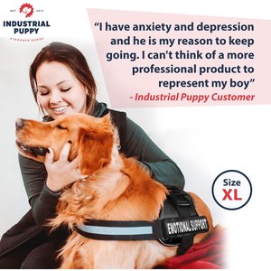 Industrial Puppy Emotional Support Animal ESA Reflective Dog Harness, Black, X-Large: 30 to 39-in chest