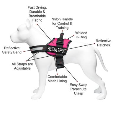 Show full view: Industrial Puppy Emotional Support Animal ESA Reflective Dog Harness & Leash, Pink, Medium: 24 to 29-in chest slide 4 of 9