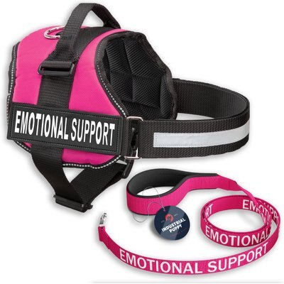 Industrial Puppy Industrial Puppy Emotional Support Animal ESA Reflective Dog Harness & Leash, Pink, X-Large: 30 to 39-in chest