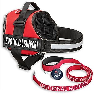 Industrial Puppy Emotional Support Animal ESA Reflective Dog Harness & Leash, Red, Medium: 24 to 29-in chest