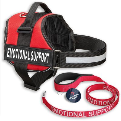 Industrial Puppy Industrial Puppy Emotional Support Animal ESA Reflective Dog Harness & Leash, Red, X-Large: 30 to 39-in chest