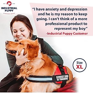 Industrial Puppy Emotional Support Animal ESA Reflective Dog Harness & Leash, Red, X-Small: 16 to 22.5-in chest