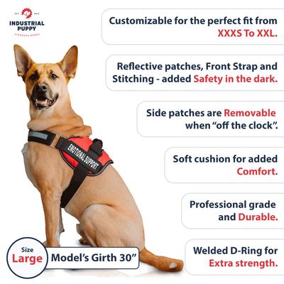 Show full view: Industrial Puppy Emotional Support Animal ESA Reflective Dog Harness, Red, Large: 27 to 33.5-in chest slide 4 of 10