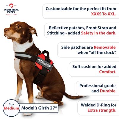 Show full view: Industrial Puppy Emotional Support Animal ESA Reflective Dog Harness, Red, Medium: 24 to 29-in chest slide 4 of 10