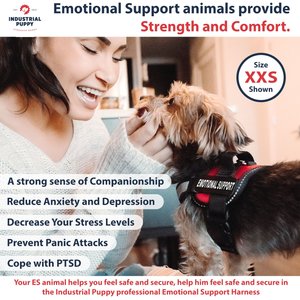 Industrial Puppy Emotional Support Animal ESA Reflective Dog Harness, Red, Small: 21 to 26-in chest