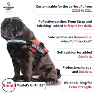 Industrial Puppy Emotional Support Animal ESA Reflective Dog Harness, Red, Small: 21 to 26-in chest