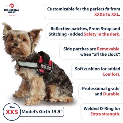 Show full view: Industrial Puppy Emotional Support Animal ESA Reflective Dog Harness, Red, XX-Small: 14.5 to 18-in chest slide 4 of 10
