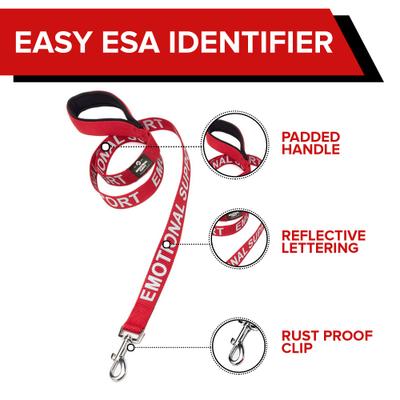 Show full view: Industrial Puppy Emotional Support Dog ESA Nylon Reflective Dog Leash, Red, 4-ft long, 1-in wide slide 3 of 7