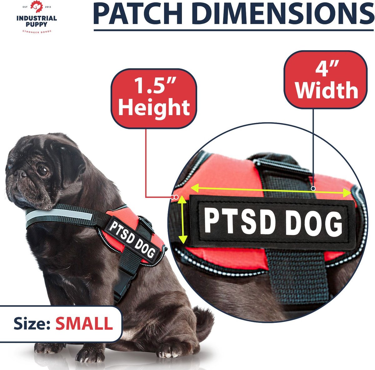Industrial Puppy PTSD Dog Harness Patches, 2 count