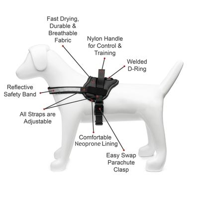 Show full view: Industrial Puppy Reflective Hook & Loop Strap Dog Harness, Black, Small slide 4 of 7