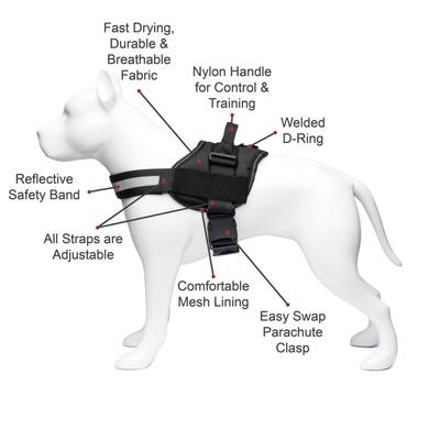 Show full view: Industrial Puppy Reflective Hook & Loop Strap Dog Harness, Black, XX-Large slide 4 of 7
