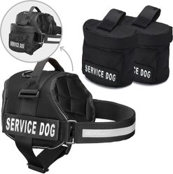 Industrial Puppy Reflective Service Dog Harness & Detachable Backpacks, Black, Large: 27 to 33.5-in chest