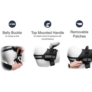 Industrial Puppy Reflective Service Dog Harness & Detachable Backpacks, Black, Large: 27 to 33.5-in chest