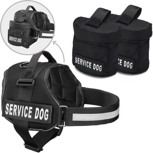 Industrial Puppy Reflective Service Dog Harness & Detachable Backpacks, Black, X-Large: 30 to 39-in chest