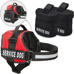 Industrial Puppy Reflective Service Dog Harness & Detachable Backpacks, Red, Large: 27 to 33.5-in chest