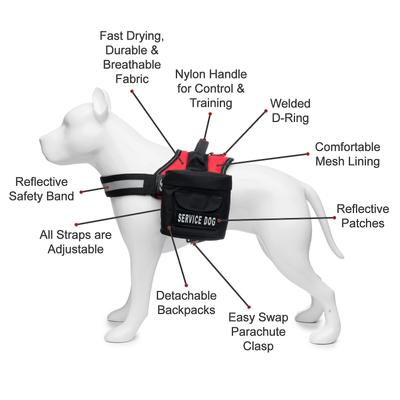 Show full view: Industrial Puppy Reflective Service Dog Harness & Detachable Backpacks, Red, Large: 27 to 33.5-in chest slide 3 of 9