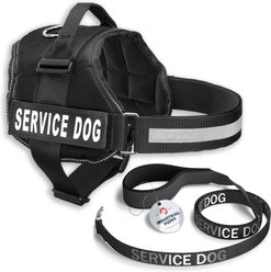 Industrial Puppy Reflective Service Dog Harness & Leash, Black, Large: 27 to 33.5-in chest