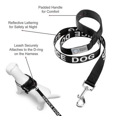 Show full view: Industrial Puppy Reflective Service Dog Harness & Leash, Black, X-Large: 30 to 39-in chest slide 4 of 11