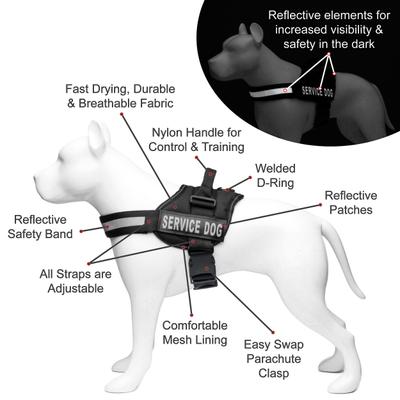 Show full view: Industrial Puppy Reflective Service Dog Harness & Leash, Black, X-Large: 30 to 39-in chest slide 5 of 11